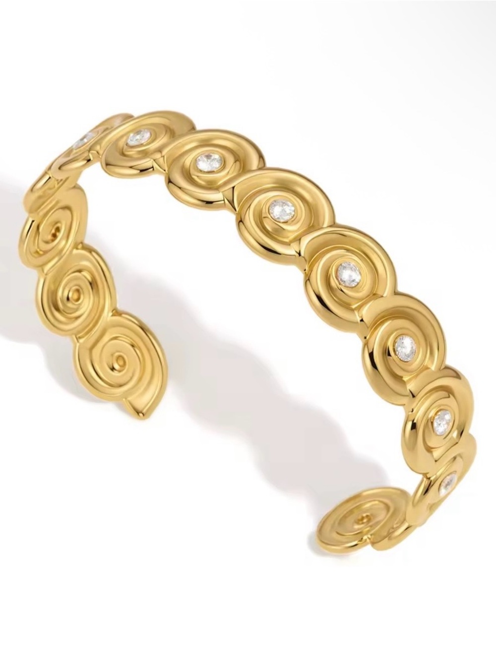 Elegant Gold Ocean Conch Link Bracelet with Clear Stones